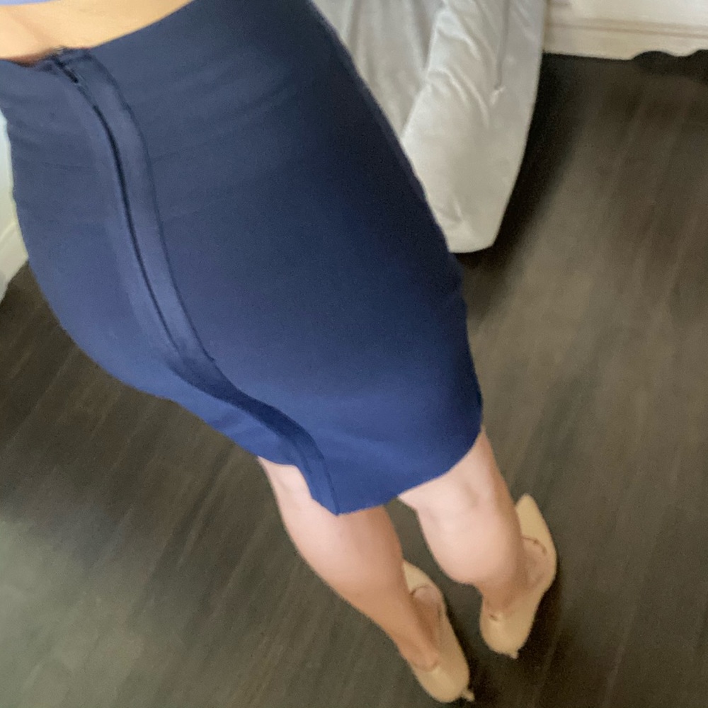 Navy blue bandage pencil skirt